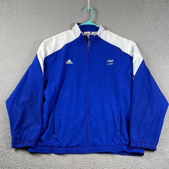 Adidas Men's XL USF University of South Florida Blue Windbreaker Jacket - Picture 1 of 9
